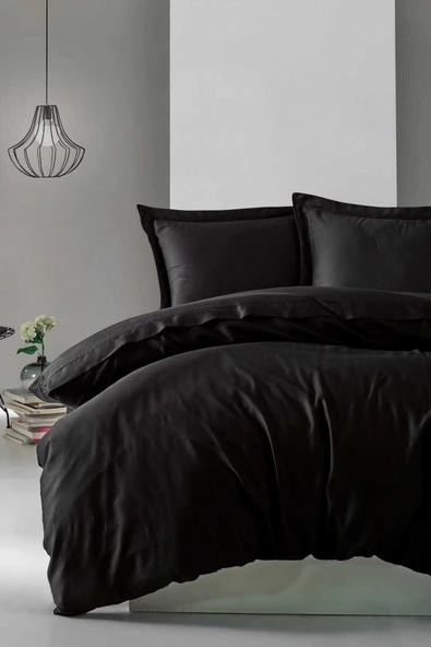 Cotton Box Elegant Saten Çift Kişilik Nevresim Takımı Siyah - 1