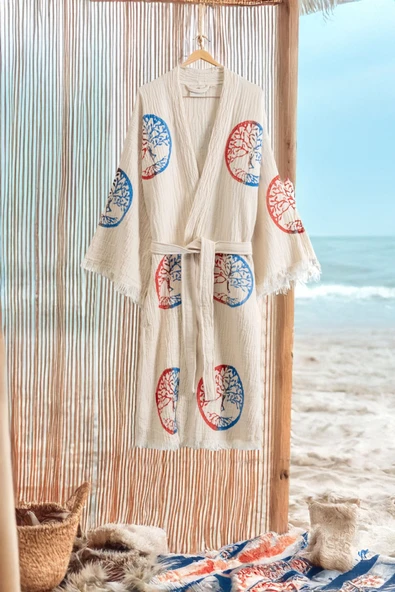 Varol Organik %100 Pamuk Kimono Yaka Sabalık Bornoz - Dualis - 2