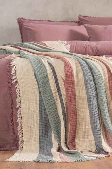 Varol 4 Katlı %100 Pamuk Müslin Pike & Yatak Örtüsü – 230x250 cm - Resim 8