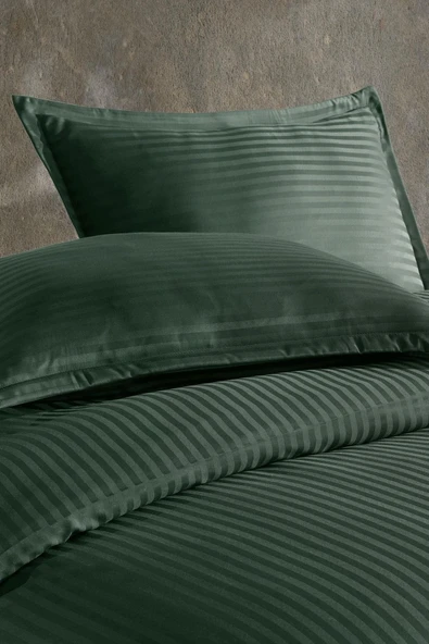 Varol Çift Kişilik Saten Çizgili Nevresim Takımı – Lastikli Çarşaf, Parlak ve Yumuşak Kumaş - Resim 4