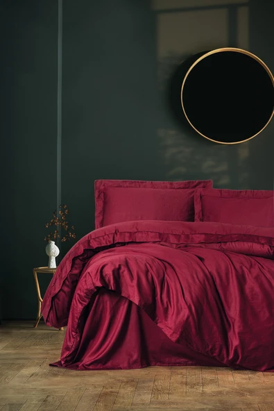 Cotton Box Elegant Saten Çift Kişilik Nevresim Takımı Bordo ürün görseli