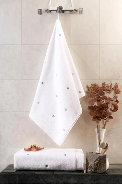 Varol Love Serisi Nakışlı Micro Cotton Banyo Havlu Seti - Resim 2