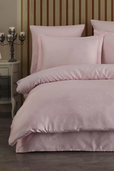 Varol Liyosel Jakar Nevresim Takımı Çift Kişilik - Nothingham Pudra ürün görseli