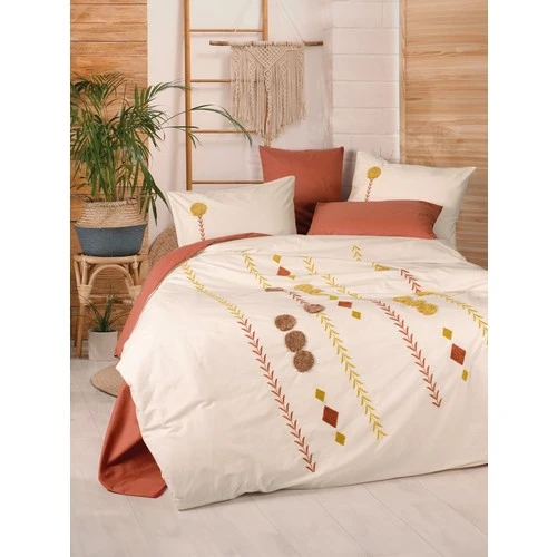 Cotton Box Puff Nakışlı Çift Kişilik Nevresim Takımı Amaris Kiremit ürün görseli