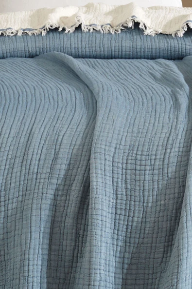 Varol 5 Katlı Çift Kişilik %100 Pamuk Müslin Yatak Örtüsü – 230x240 cm - Resim 9