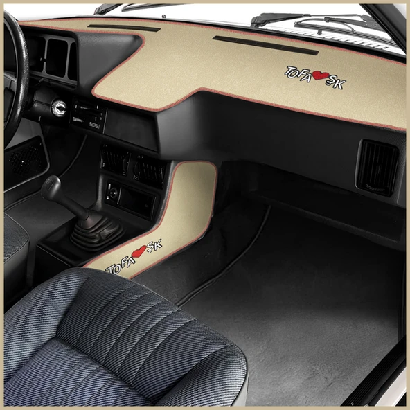 Tofaş Şahin Doğan Kartal Alçak - Düşük Göğüs Bej Torpido Koruma & Vites Konsol Yan Kaplama Halısı - Resim 2