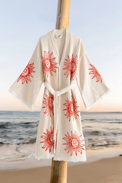 Varol Organik %100 Pamuk Kimono Yaka Sabalık Bornoz - Heliona v1 ürün görseli