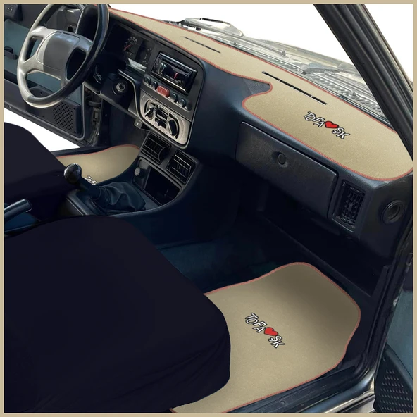 Tofaş Şahin Doğan Kartal Bej Renk Oto Halı Paspas Seti + Yüksek Torpido Koruma Kaplama Halısı - Resim 2