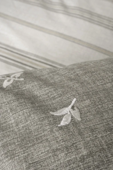 Cotton Box Klein Nakışlı Çift Kişilik Nevresim Takımı Moke Kahve - Resim 3