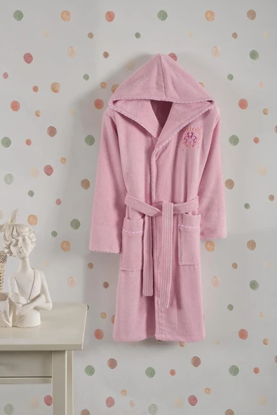 Varol Bambu Nakışlı Garson Boy Bornoz - Flamingo - Resim 2