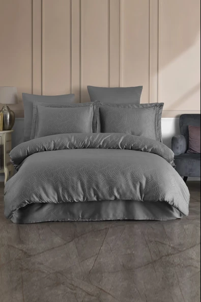 Varol (Family Size) Liyosel Jakar Nevresim Takımı - Lienzo Antrasit ürün görseli