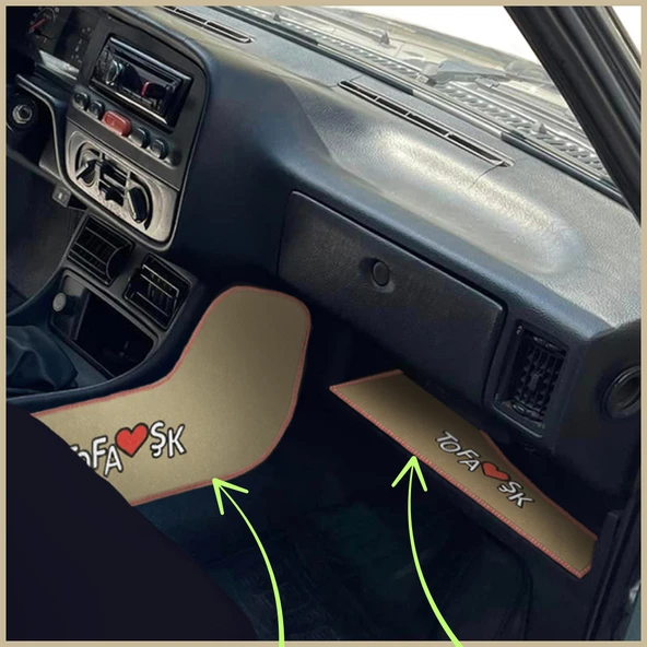 Tofaş Şahin Doğan Kartal Bej Renk Torpido Orta Konsol Yan Koruma Halısı ve Torpido Alt Sehpa Örtüsü ürün görseli