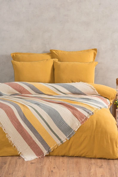 Varol 4 Katlı %100 Pamuk Müslin Pike & Yatak Örtüsü – 230x250 cm - Resim 6
