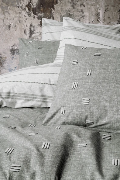 Cotton Box Klein Nakışlı Çift Kişilik Nevresim Takımı Patara Gri - Resim 2