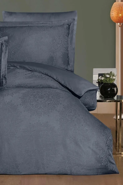 Varol Liyosel Jakar Nevresim Takımı Çift Kişilik - Nothingham Antrasit ürün görseli