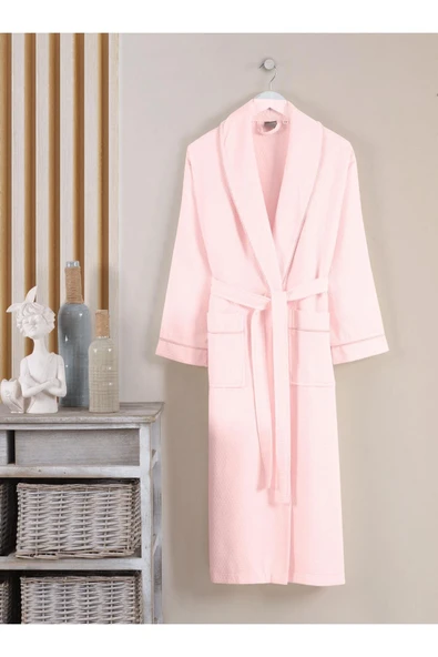 Varol Dama Serisi Şal Yaka Pike Bornoz Sabahlık - Resim 4
