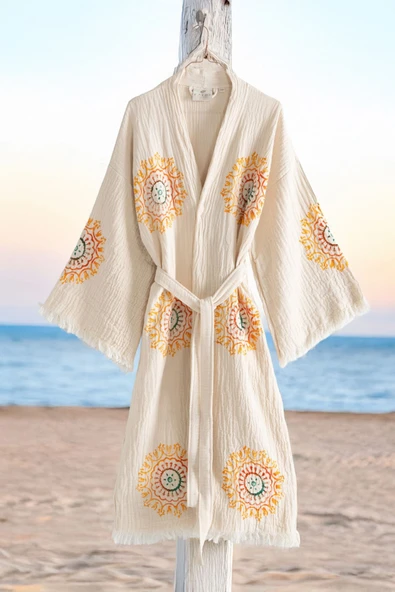 Varol Organik %100 Pamuk Kimono Yaka Sabalık Bornoz - Lemura ürün görseli