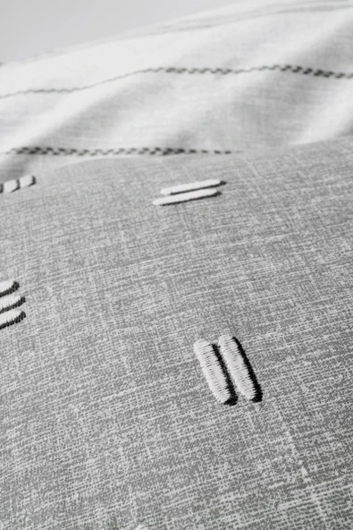 Cotton Box Klein Nakışlı Çift Kişilik Nevresim Takımı Patara Gri - Resim 3
