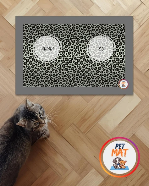 Petmat Kedi Mama Paspası , Kaymaz Taban , Yıkanabilir , Evcil Hayvan Paspası 012-GL