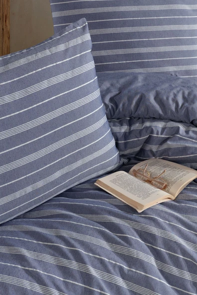 Varol Stripe Saten King Size (Battal Boy) Çarşafı Lastikli Nevresim Takım - Resim 6