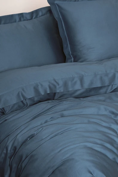 Cotton Box Elegant Saten Çift Kişilik Nevresim Takımı Mavi - Resim 2