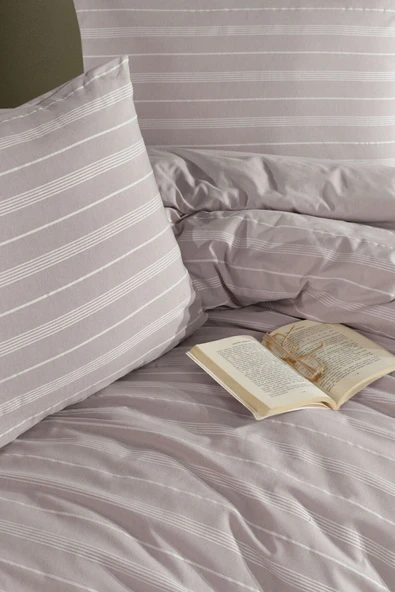 Varol Stripe Saten King Size (Battal Boy) Çarşafı Lastikli Nevresim Takım - Resim 10