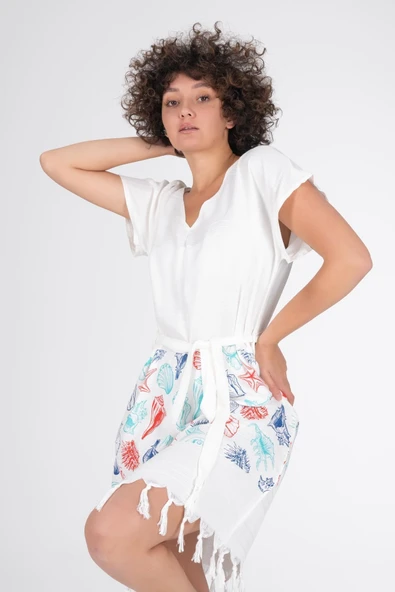 Varol Baskılı Bambu Plaj Elbisesi - Resim 3