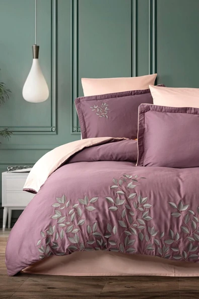 Varol Nakışlı Pamuk Saten Çift Kişilik Nevresim Takımı - Resim 4