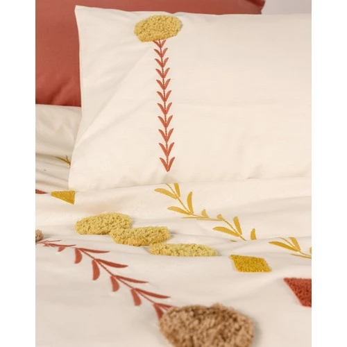 Cotton Box Puff Nakışlı Çift Kişilik Nevresim Takımı Amaris Kiremit - Resim 2