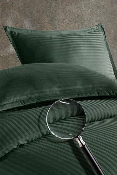 Varol Çift Kişilik Saten Çizgili Nevresim Takımı – Lastikli Çarşaf, Parlak ve Yumuşak Kumaş - Resim 3