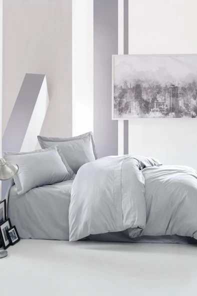 Cotton Box Elegant Saten Tek Kişilik Nevresim Takımı Gri ürün görseli