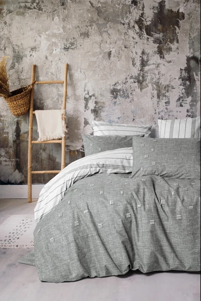 Cotton Box Klein Nakışlı Çift Kişilik Nevresim Takımı Patara Gri ürün görseli