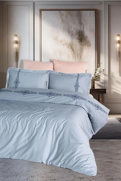 Varol Nakışlı Pamuk Saten Çift Kişilik Nevresim Takımı - Resim 6