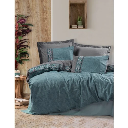 Cotton Box Folk Ark Çift Kişilik Nevresim Takımı Erna Petrol