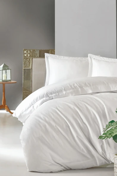 Cotton Box Elegant Saten Çift Kişilik Nevresim Takımı Beyaz ürün görseli