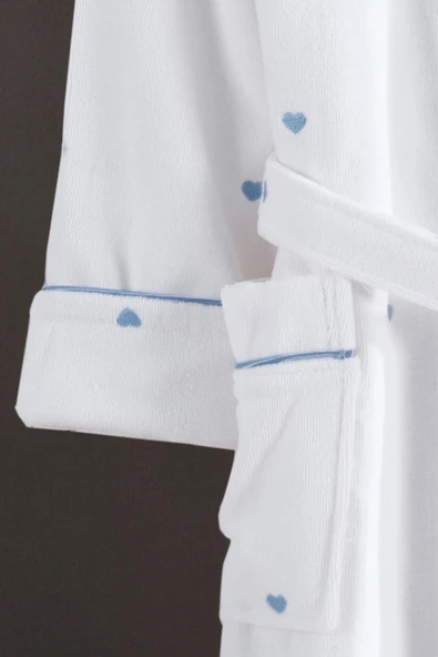 Varol Kalpli Nakışlı %100 Pamuk Love Serisi Bornoz - Resim 7