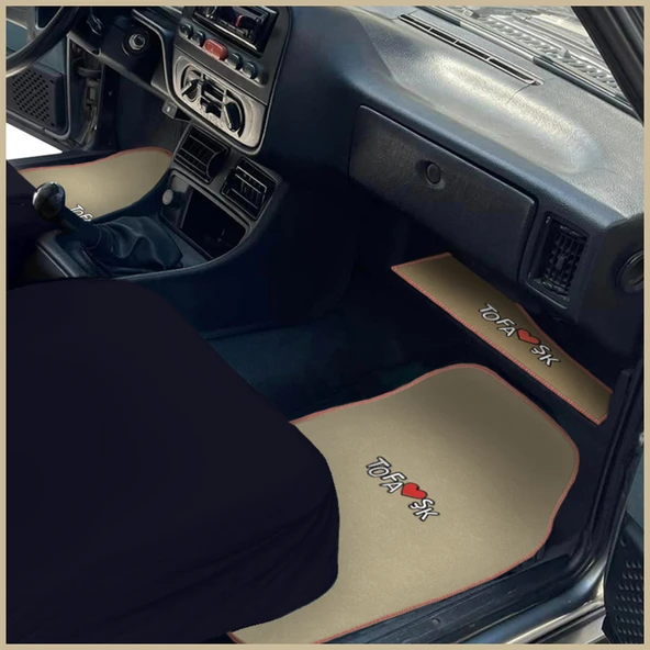 Tofaş Şahin Doğan Kartal Nakışlı Bej Renk Oto Halı Paspas / Tofaş Bej Torpido Alt Kaplama Örtüsü - Resim 2