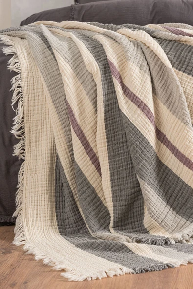 Varol 4 Katlı %100 Pamuk Müslin Pike & Yatak Örtüsü – 230x250 cm - Resim 5