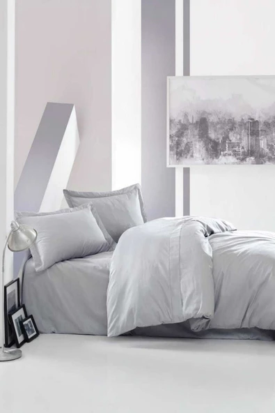 Cotton Box Elegant Saten Çift Kişilik Nevresim Takımı Gri - 1