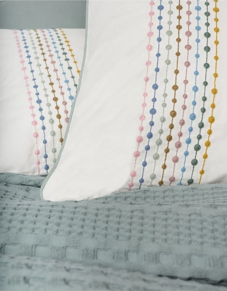 Cotton Box Aura Çift Kişilik Pike Takımı Pebble Mint - Resim 4