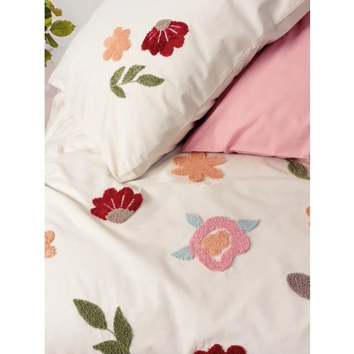 Cotton Box Puff Nakışlı Çift Kişilik Nevresim Takımı Blossom Somon - Resim 2