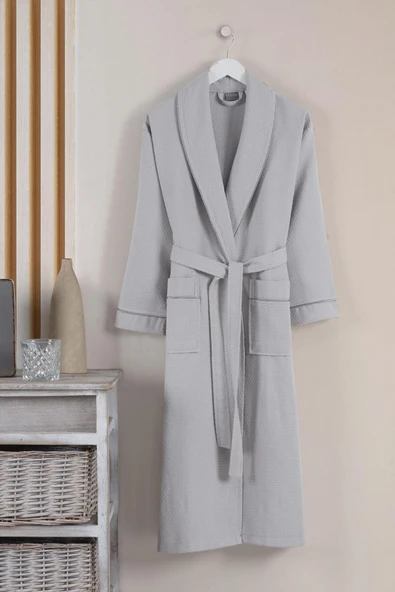 Varol Dama Serisi Şal Yaka Pike Bornoz Sabahlık - Resim 3