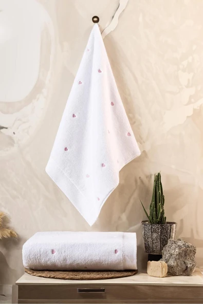 Varol Love Serisi Nakışlı Micro Cotton Banyo Havlu Seti - Resim 4