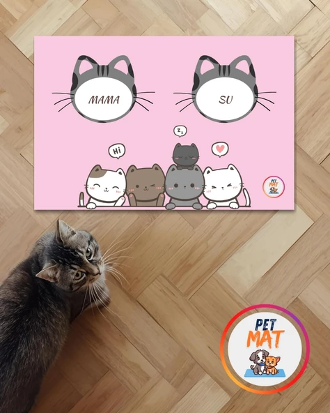 Petmat Kedi Mama Paspası , Kaymaz Taban , Yıkanabilir , Evcil Hayvan Paspası 010-P
