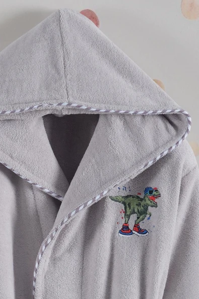 Varol Bambu Nakışlı Garson Boy Bornoz - Dino - Resim 5