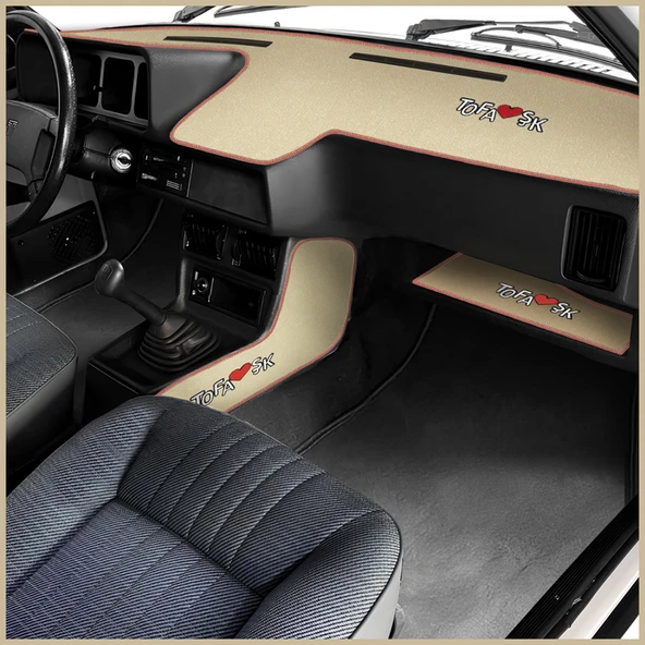 Tofaş Düşük Ön Göğüs Torpido Koruma Halısı / Bej Renk Vites Konsol Halısı & Torpido Sehpa Örtüsü - Resim 2