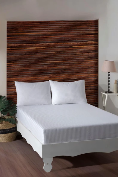 Varol King Size Fitted Saten Çarşaf Takımı - Beyaz ürün görseli