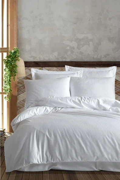 Varol Risus Serisi Pamuk Saten Çizgili Çift Kişilik Nevresim Takımı ürün görseli