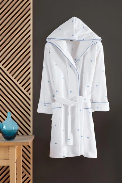 Varol Kalpli Nakışlı %100 Pamuk Love Serisi Bornoz - Resim 2