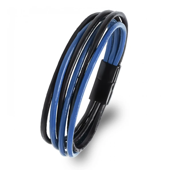 Erkek Bileklik | Mavi Siyah Çoklu Katmanlı Tasarım 31833B13D4 ürün görseli 1